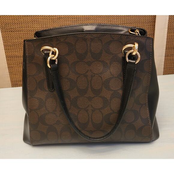 COACH Monogram Signature Brown and Black Bag Purse Satchel L1822-F39747 Women - Picture 2 of 16